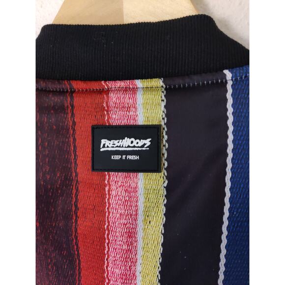FreshHoods Men's Blue & Red Striped Full Zip Insulated Bomber Jacket Size M - Picture 9 of 11